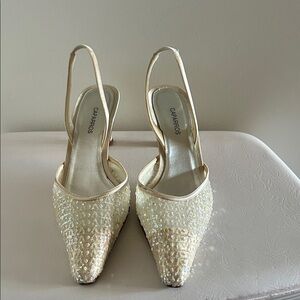Caparros Ivory Sequin Slingback Pumps